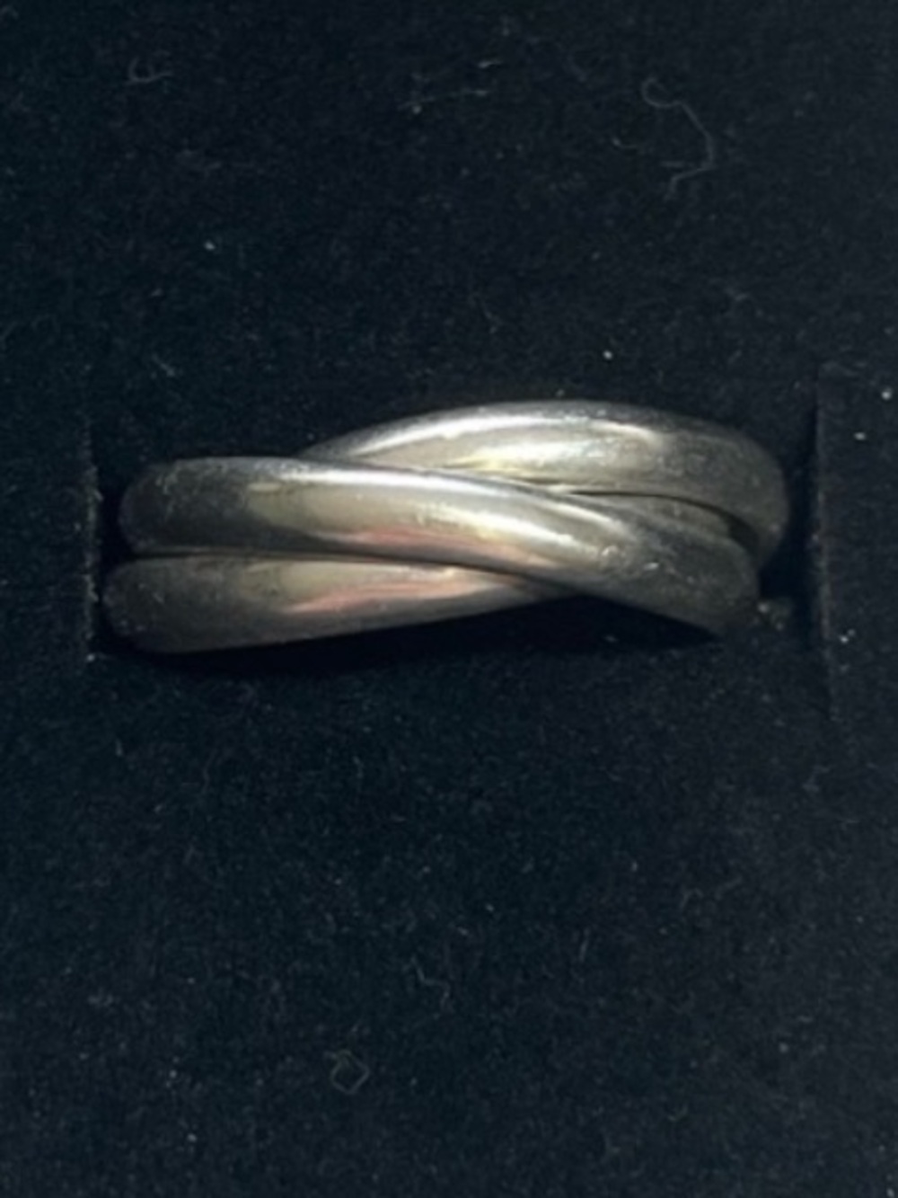 Vintage interlocking three-band rolling ring, 925 sterling silver. Size 7. Video